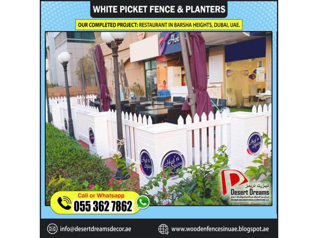 Wooden Fences with Wooden Planters | Restaurant Seating Area Privacy | Abu Dhabi | Dubai.