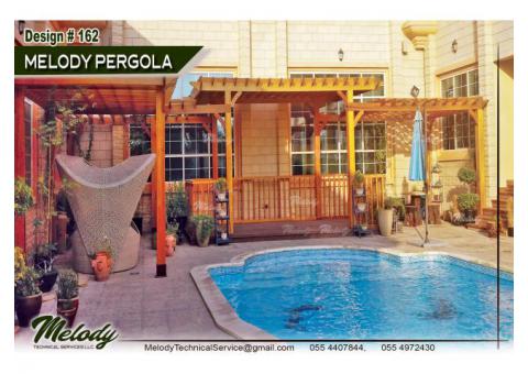 Summer Pergola UAE | Wooden Pergola Near Swimming Pool | Pergola Suppliers Abu Dhabi