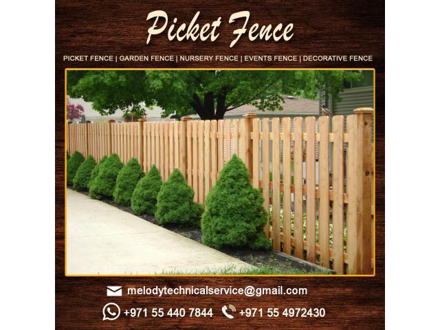White Picket Fence with Gate | Outdoor Fencing Dubai | Wooden Fence Installation UAE