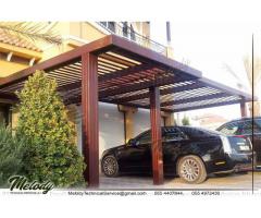 WPC And Steel Car Parking Shades in Jumeirah | Wooden car Parking Shades in Jumeirah
