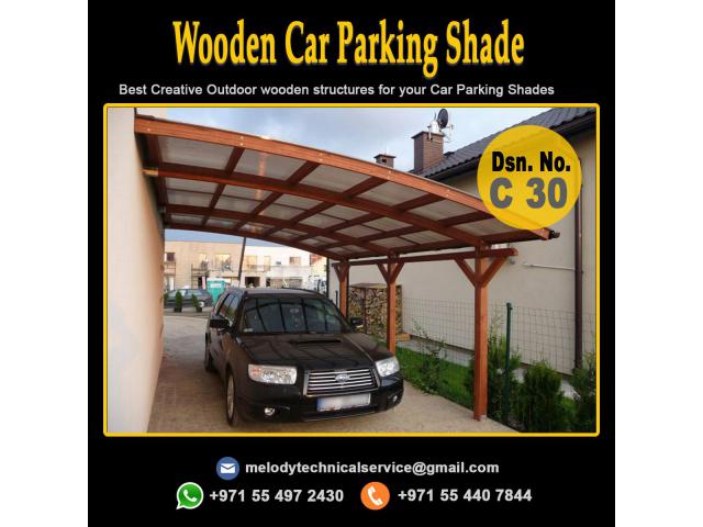 Wooden Car Parking Shade in Arabian Ranches | Car Parking Pergola Maydan City UAE