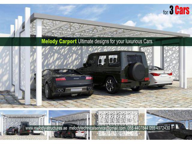 WPC Car Parking Shade in Dubai | WPC Carports In Dubai | Steel WPC Car Parking Shade in Dubai