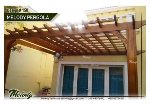PVC Roof Pergola in Dubai | Wooden Pergola Manufacture in UAE | Outdoor Pergola