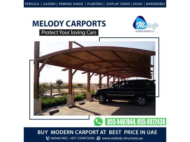 Wooden Car Parking Shades in Al Furjan | Steel Carports in Dubai