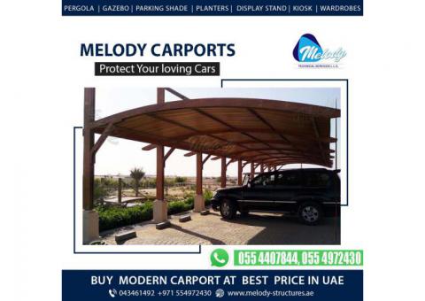 Wooden Car Parking Shades in Al Furjan | Steel Carports in Dubai