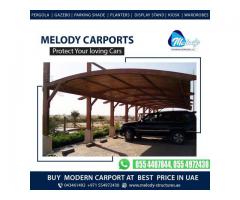 Wooden Car Parking Shades in Al Furjan | Steel Carports in Dubai