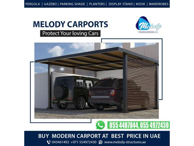 Wooden Car Parking Shades in Al Furjan | Steel Carports in Dubai