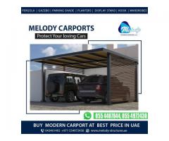 Wooden Car Parking Shades in Al Furjan | Steel Carports in Dubai