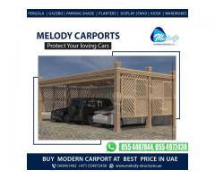 Wooden Car Parking Shades in Al Furjan | Steel Carports in Dubai