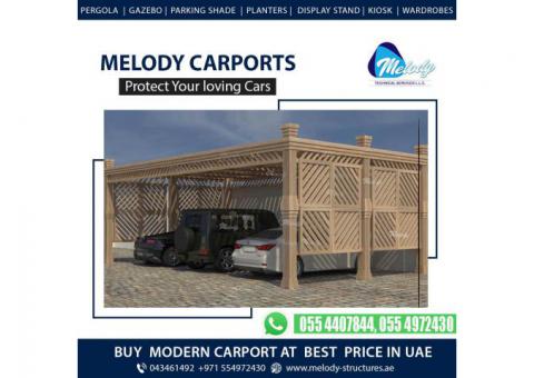 Wooden Car Parking Shades In Discovery Gardens | WPC Carports In Dubai