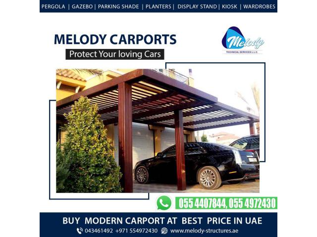 Wooden Car Parking Shades In Discovery Gardens | WPC Carports In Dubai