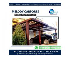 Wooden Car Parking Shades In Discovery Gardens | WPC Carports In Dubai