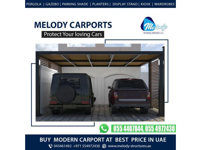 Carport Pergola Design in Dubai | Car parking Shade | WPC Car Parking Shades in Dubai