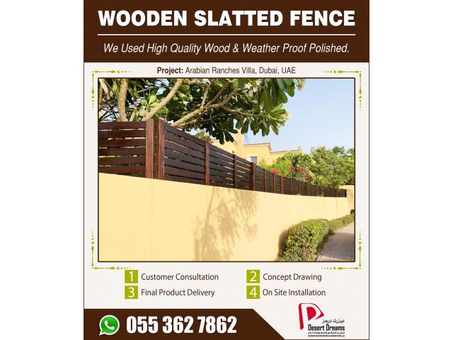 Wooden Slatted Fence Dubai | Arabian Ranches | Abu Dhabi | UAE.