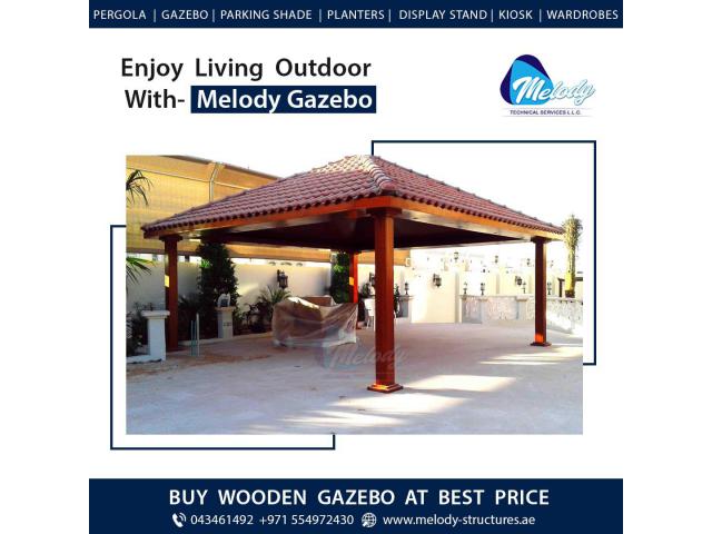 Wooden Roof Gazebo | Gable Roof Gazebo | Gazebo Suppliers in Dubai