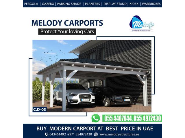 Aluminum & Wooden Car parking Shades | Car parking Shades Suppliers in UAE