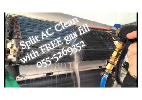 emergency ac services 055-5269352 free gas fill split clean repair handyman