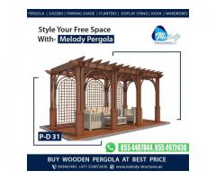 Wooden Pergola In Palm Jumeirah | Seating Area Pergola Arabian Ranches Dubai UAE