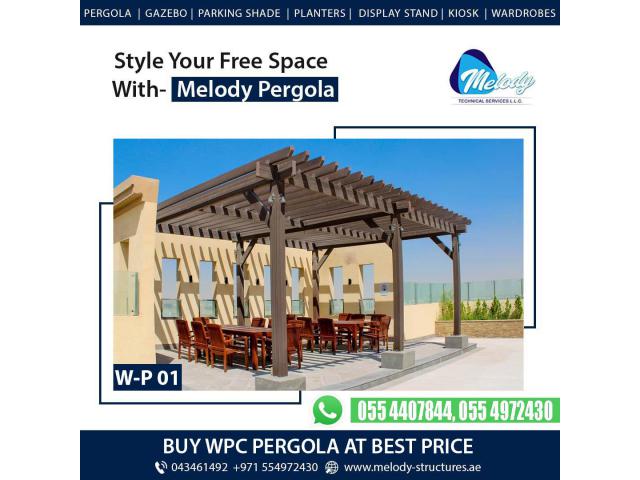 Wooden pergola suppliers in Dubai | WPC Pergola in Dubai | Aluminium Pergola manufacture in UAE