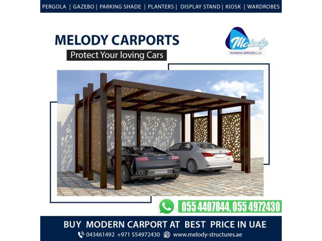 Wooden Car Parking Shades | WPC Car Parking Shade | Aluminum Carports in Dubai