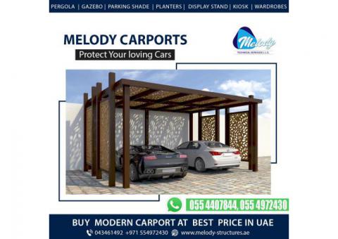 Wooden Car Parking Shades | WPC Car Parking Shade | Aluminum Carports in Dubai