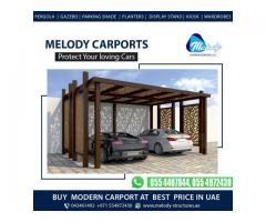 Wooden Car Parking Shades | WPC Car Parking Shade | Aluminum Carports in Dubai