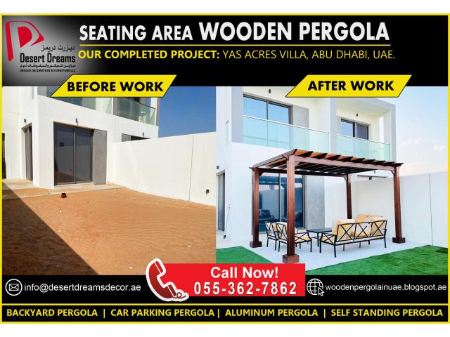 Seating Area Pergola Yas Acres Villa Abu Dhabi | Uae | Backyard Pergola Uae.