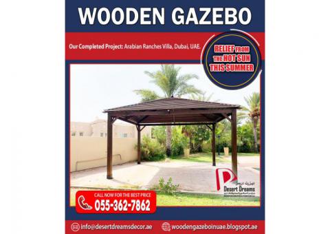 Wooden Roofing Gazebo Abu Dhabi | Teak Wood Gazebo | Outdoor Gazebo in Uae.