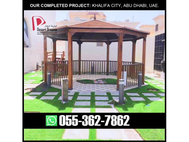 Outdoor Wooden Roofing Gazebo in Uae | Design and Build Gazebo Dubai.