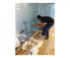 SHOWER/OFFICE Glass Partition ,Sand Blasting, Lamination Film installation 052-5868078