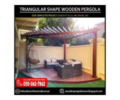 Modern Design Wooden Pergola in Uae | Wall Attached Pergola | Large Area Pergola Uae.