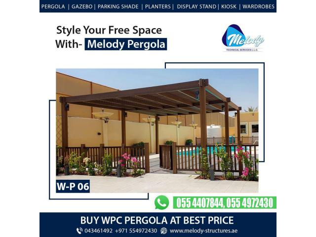 Composite Wood pergola in Meadows | WPC Pergola in Mudon | Pergola in MBR City