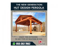 Garden Wooden Pergola in Uae | Hut Design Pergola | BBQ Area Pergola.