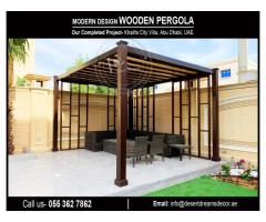 Seating Area Wooden Pergola in Uae | White Pergola Design.