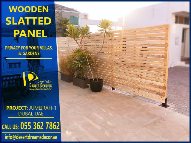 Wooden Slatted Panels in Uae | Privacy Wooden Fences Dubai and Abu Dhabi.