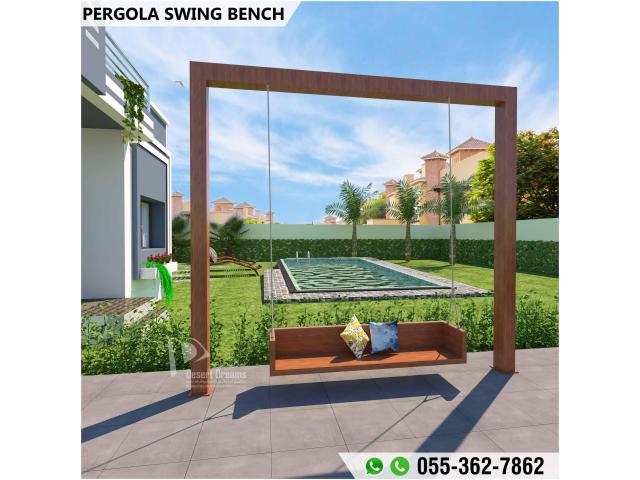 Landscape Design Service in Uae | Wooden Pergola Swing | Wooden Gazebo Uae.