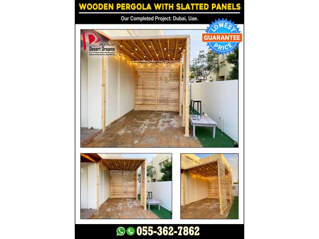 Landscape Design Service in Uae | Wooden Pergola Swing | Wooden Gazebo Uae.