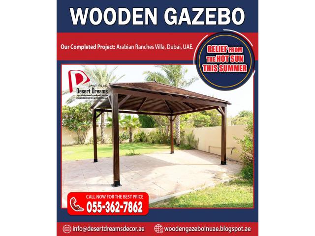 Wooden Gazebo in Abu Dhabi | Supply and Install Wooden Roof Gazebo.