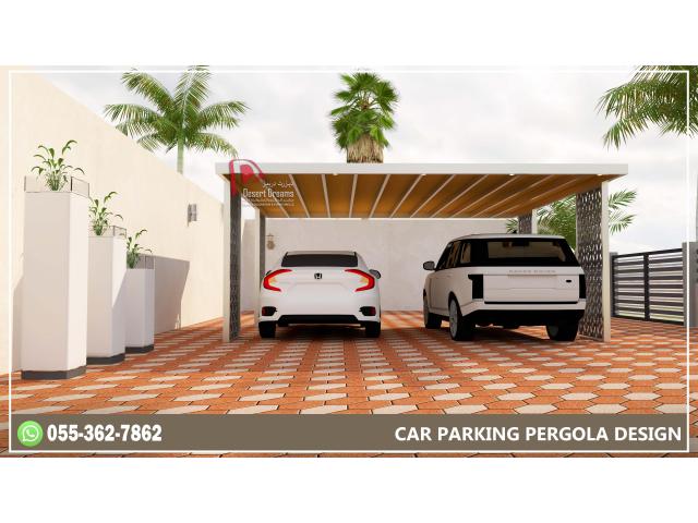 Aluminum Car Parking Shades in Uae | Wooden Car Parking Pergola | Jumeirah -1.