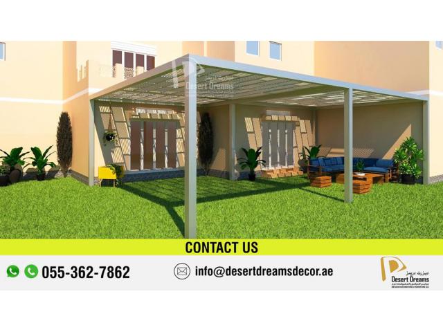 Creative Aluminum Pergola Design in Uae | Hidd Al Saadiyat | Aluminum Modern Pergola.