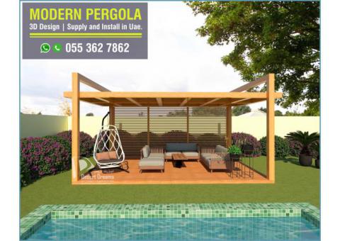 Wooden Pergola in Abu Dhabi | Saadiyat Island | Sitting Area Pergola Design Uae.