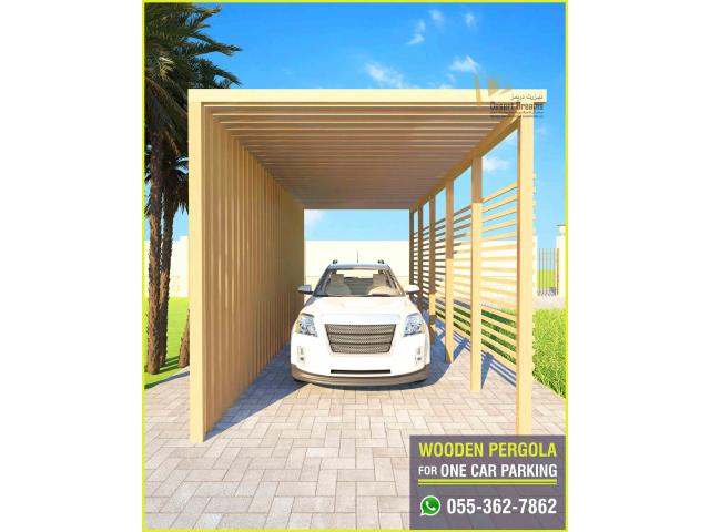 Car Parking Shades Aluminum Structure and Wooden Structure in Uae.