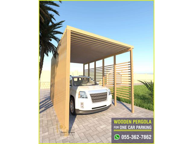 Car Parking Shades Aluminum Structure and Wooden Structure in Uae.