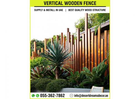 Decorative Wooden Fences in Uae | Wooden Fence with Benches | Wooden Fence with Planters.