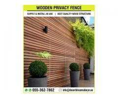 Decorative Wooden Fences in Uae | Wooden Fence with Benches | Wooden Fence with Planters.