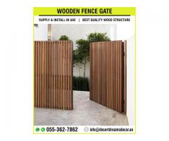 Decorative Wooden Fences in Uae | Wooden Fence with Benches | Wooden Fence with Planters.