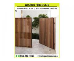 Wooden Slatted Fences Uae | Privacy Wood Fencing Works | Garden Fences Abu Dhabi.