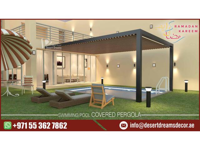 Swimming Pool Covered Pergola Uae | Aluminum Pergola Design.