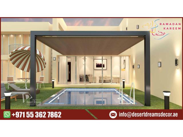 Swimming Pool Covered Pergola Uae | Aluminum Pergola Design.