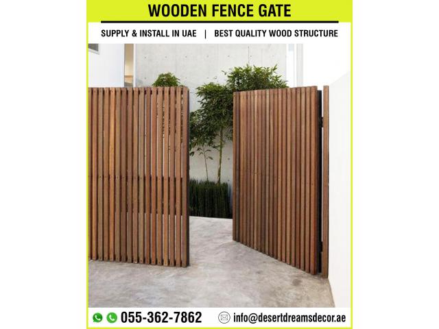 Solid Wood Fences Dubai | White Picket Fences | Wall Mounted Slatted Fences.